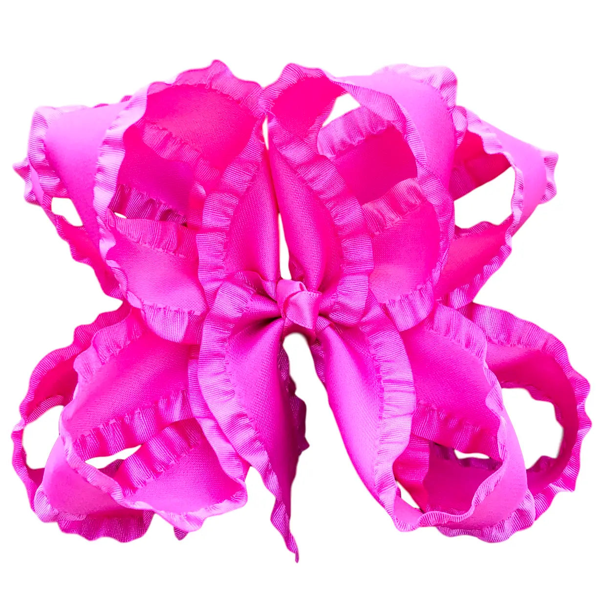 5 Inch Hot Pink Double Ruffle Hair Bow