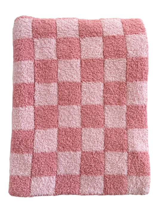 Phufy Bliss Checker Blanket - Strawberry/Carnation