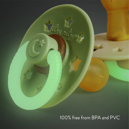 Itzy Soother Natural Rubber Paci Set - Glow