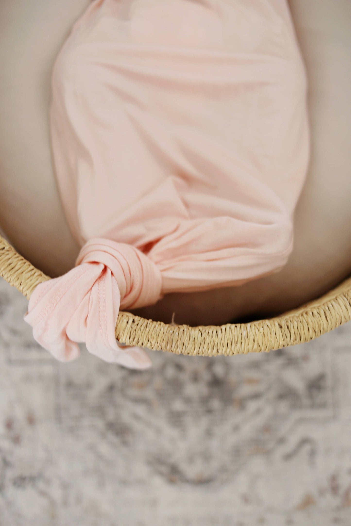 Blush Pink Knotted Gown: 0-3 Months
