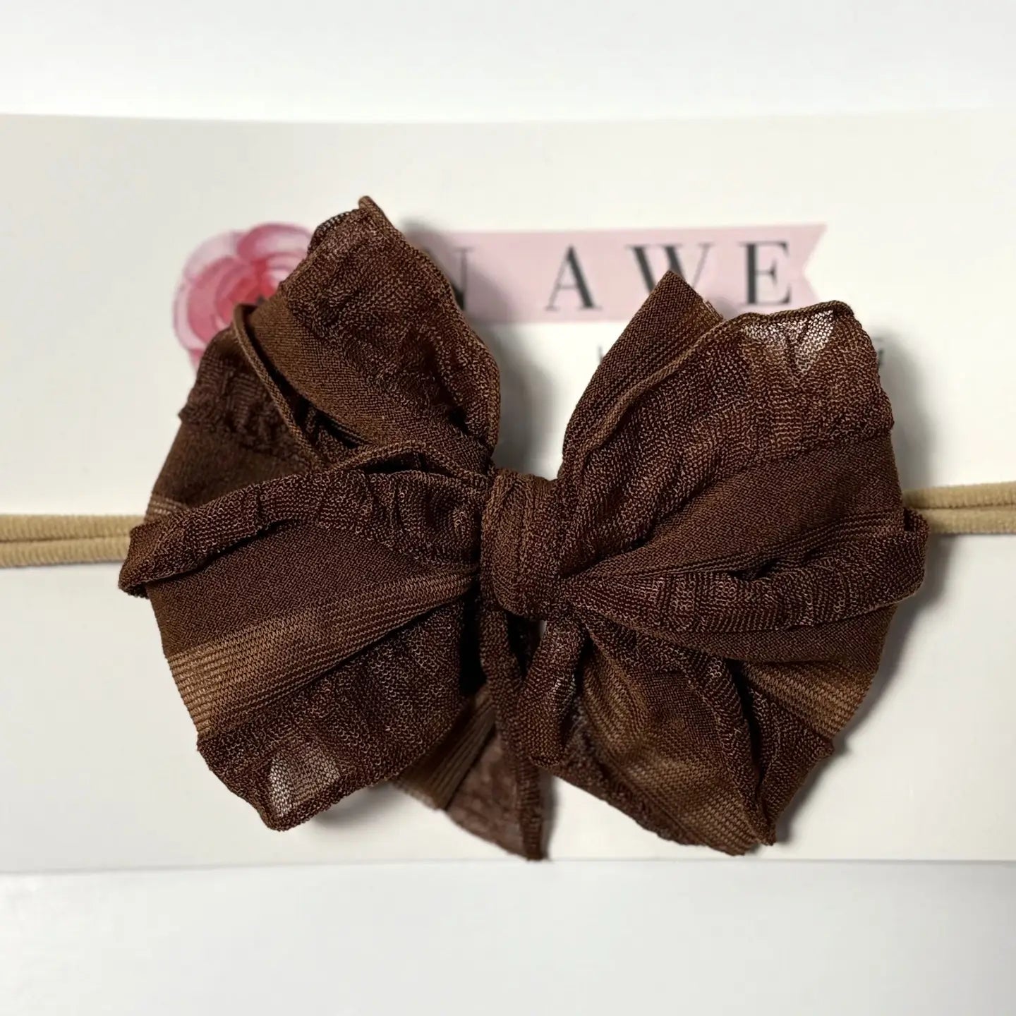 Mini Ruffled Headband - brown