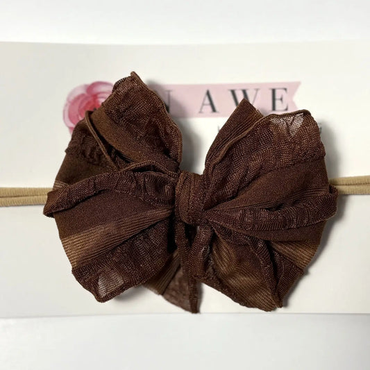 Mini Ruffled Headband - brown