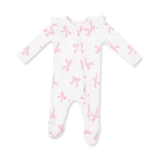 Pretty Bows Ruffle Zipper Footie