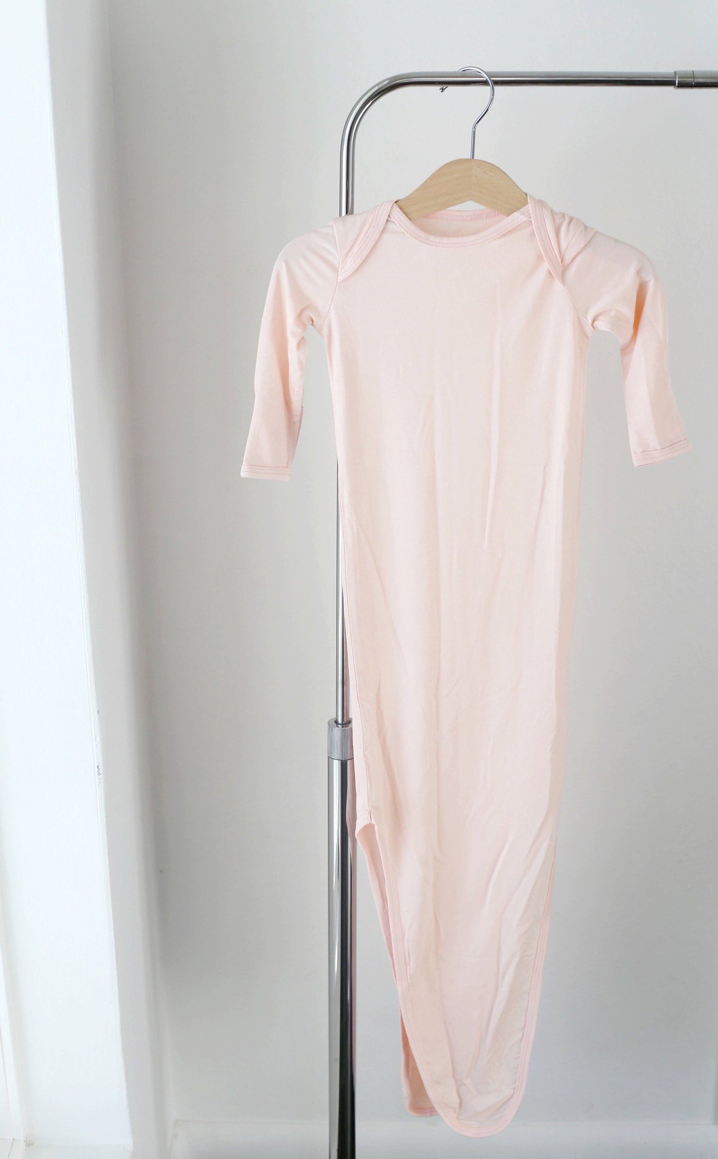 Blush Pink Knotted Gown: 0-3 Months