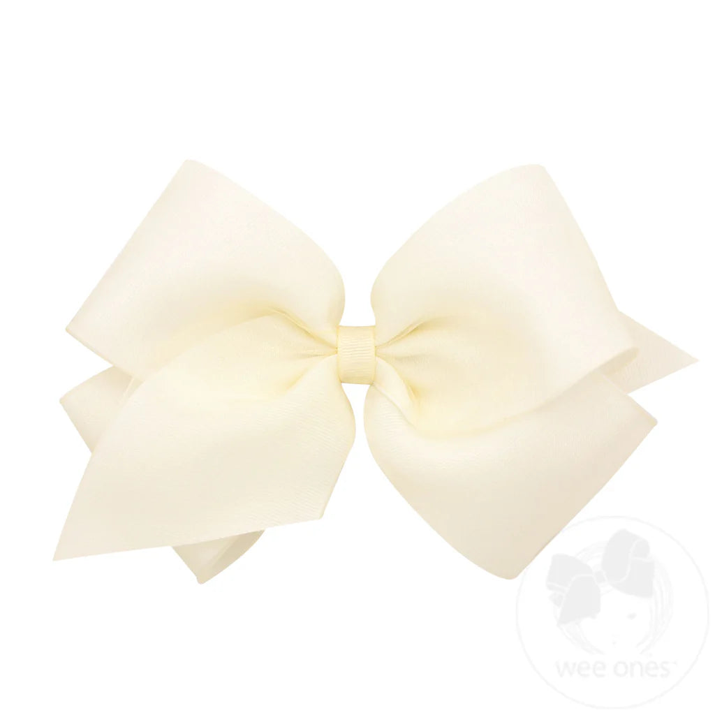 Organza and Grosgrain Overlay Hair Bow-Off White