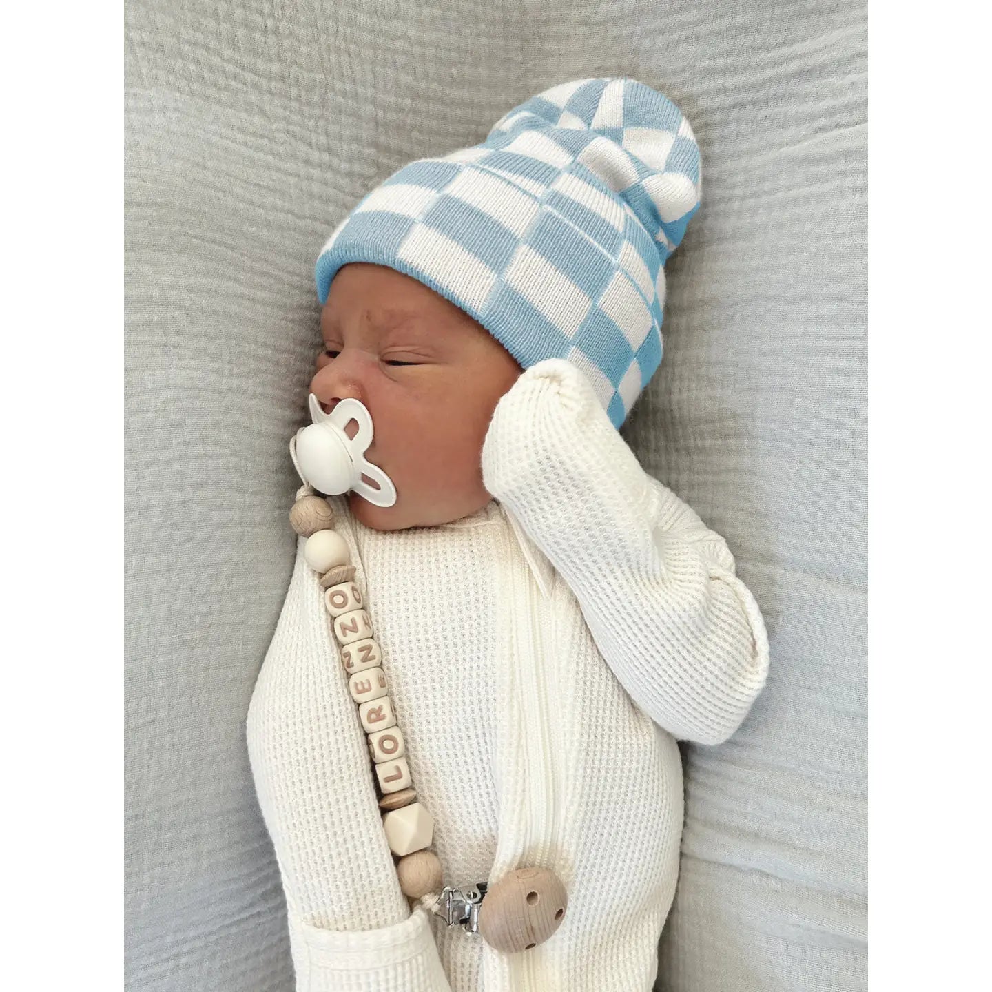 Baby's First Hat-Blue/White Check