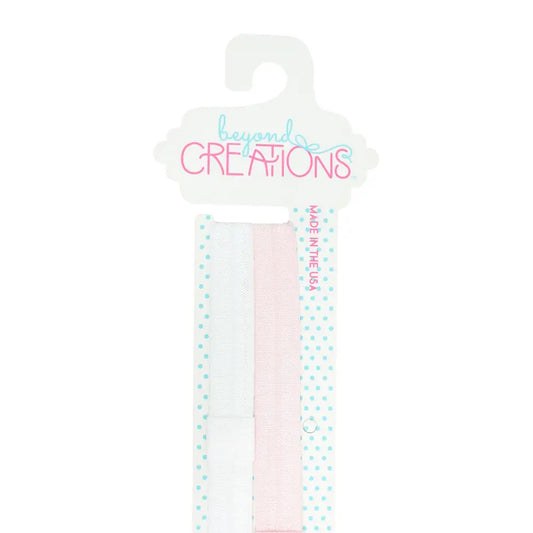 Skinny Elastic Headband Pack - White/Pink