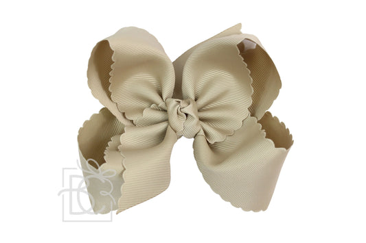 6.5" Scalloped Edge Grosgrain Bow-Oatmeal