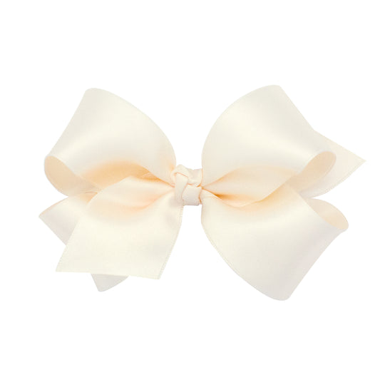 Medium French Satin Hair Bow - Ecru