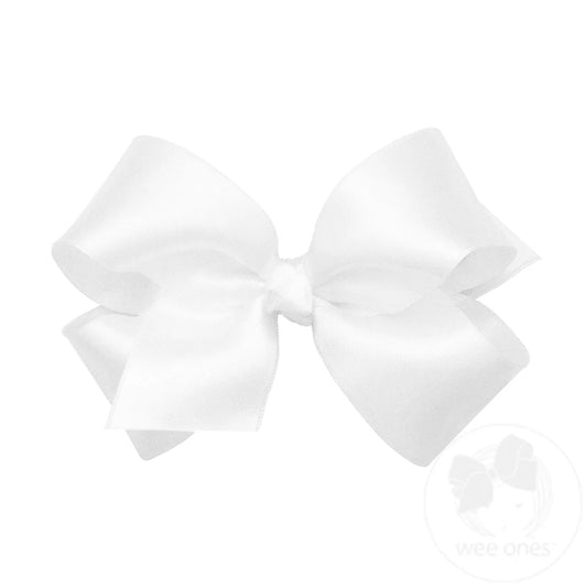 Medium French Satin Hair Bow - White