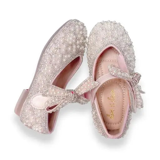 Bowtie Strap Jewel Shoes - Pink