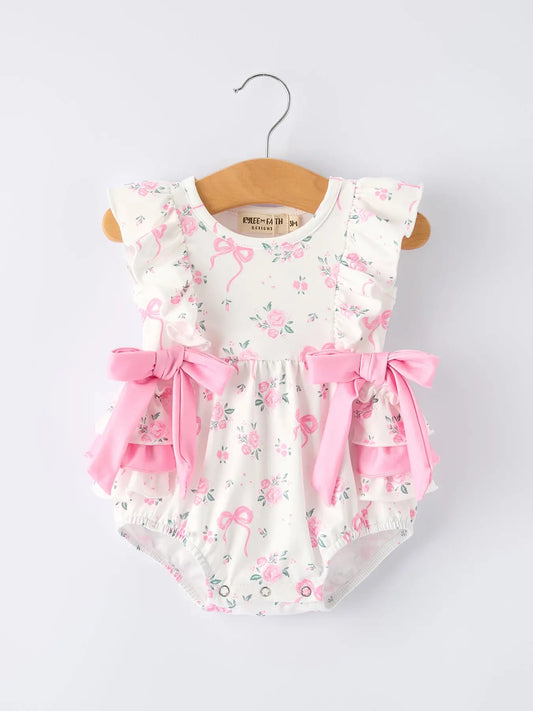 Pink Floral Ruffle Romper