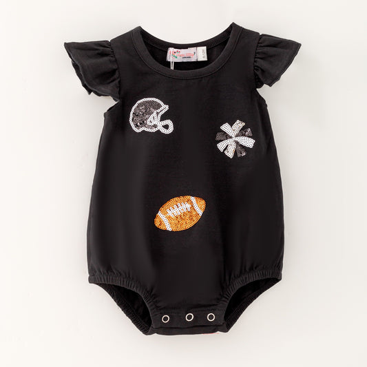 Black Football Sequin Romper