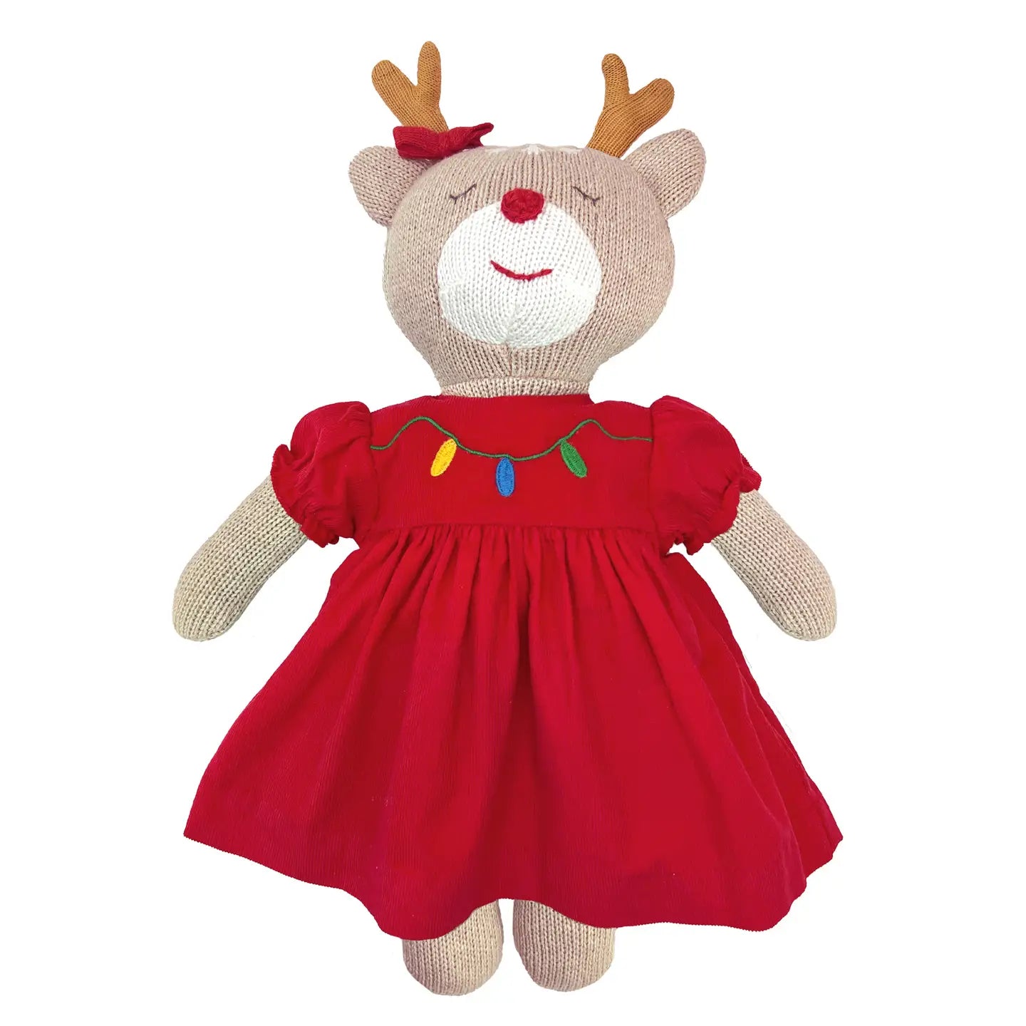 Knit Reindeer Doll - Red Dress