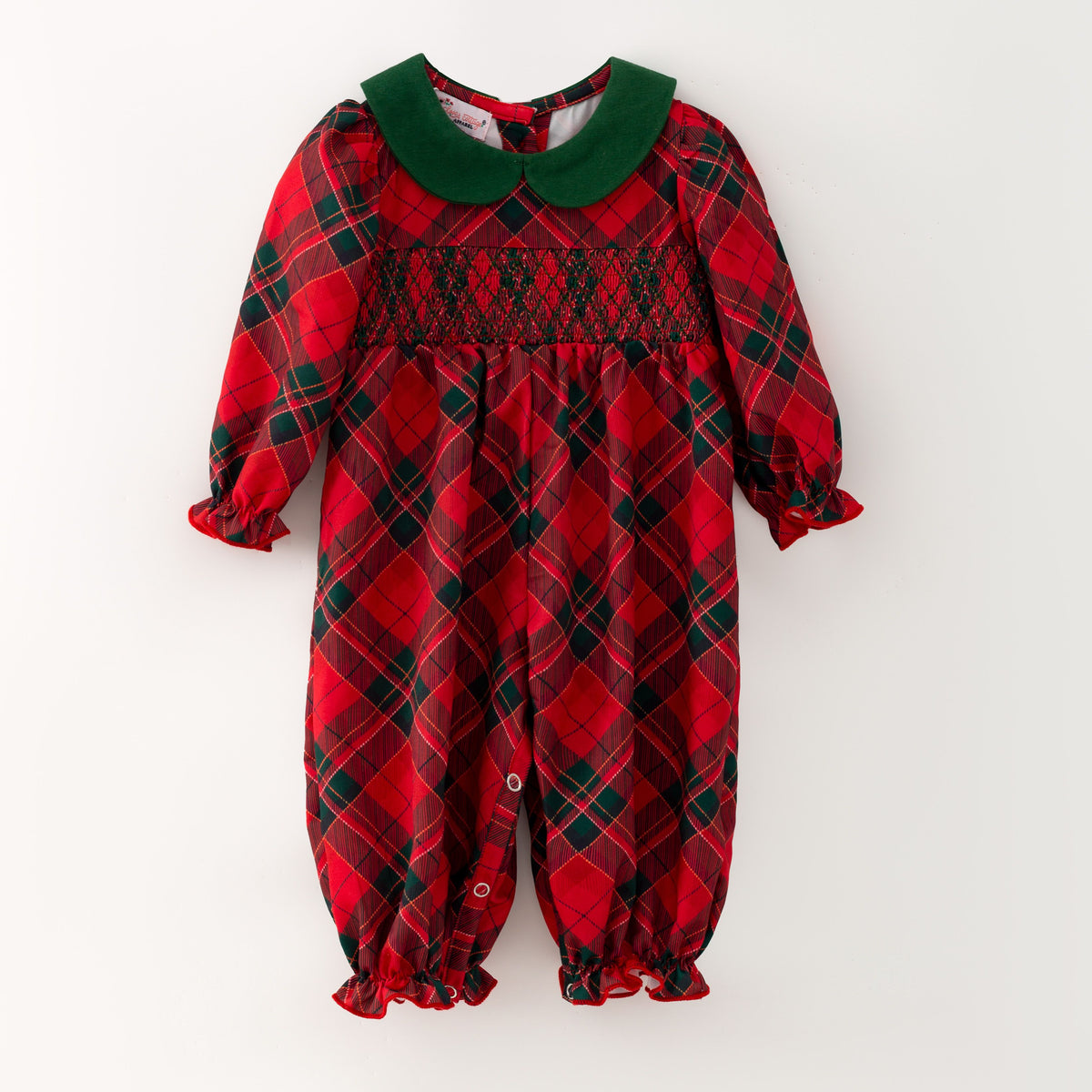 Holiday Plaid Smocked Romper