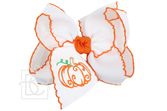 Orange Pumpkin Embroidered Bow