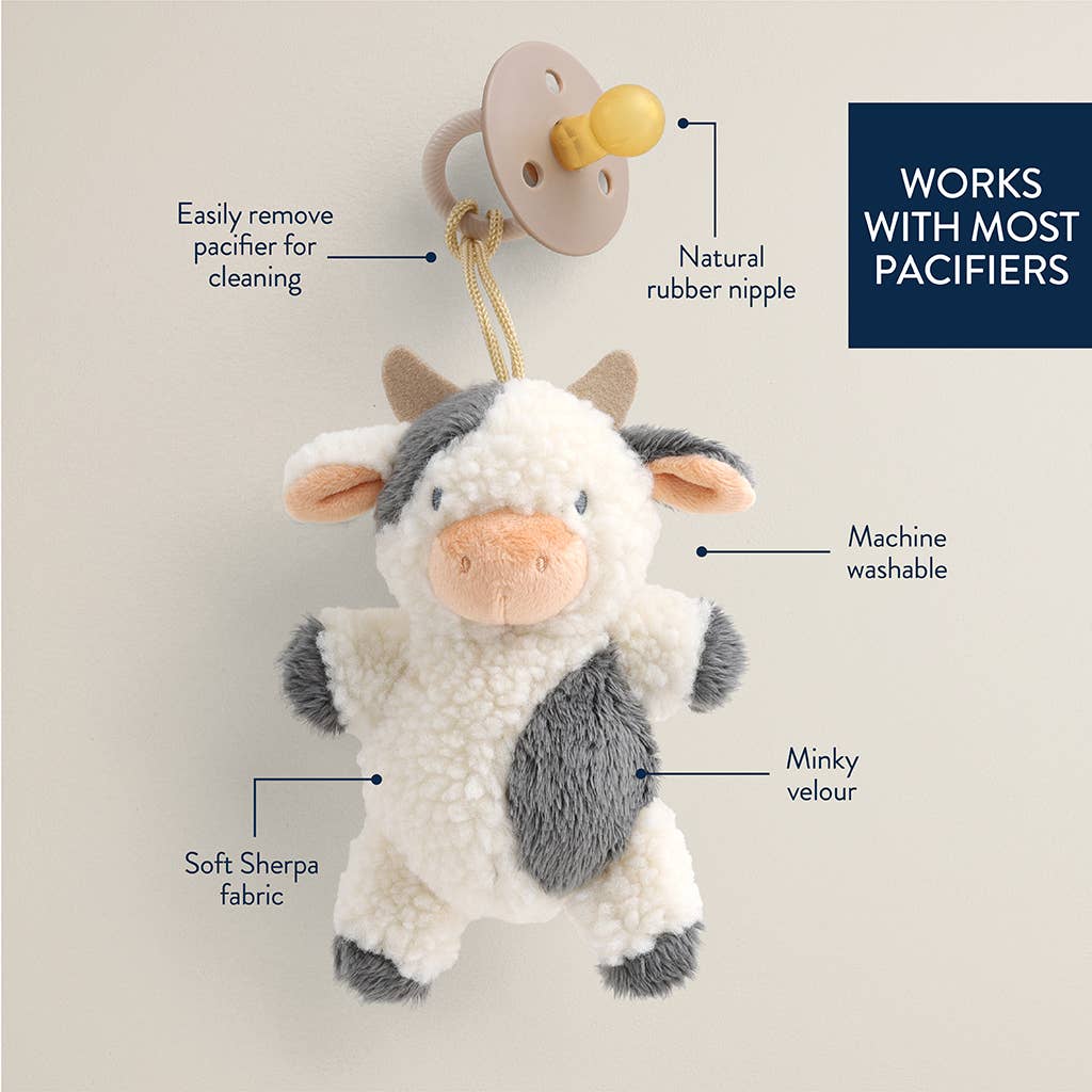 Bitzy Pal Natural Rubber Pacifier & Stuffed Animal: Cow