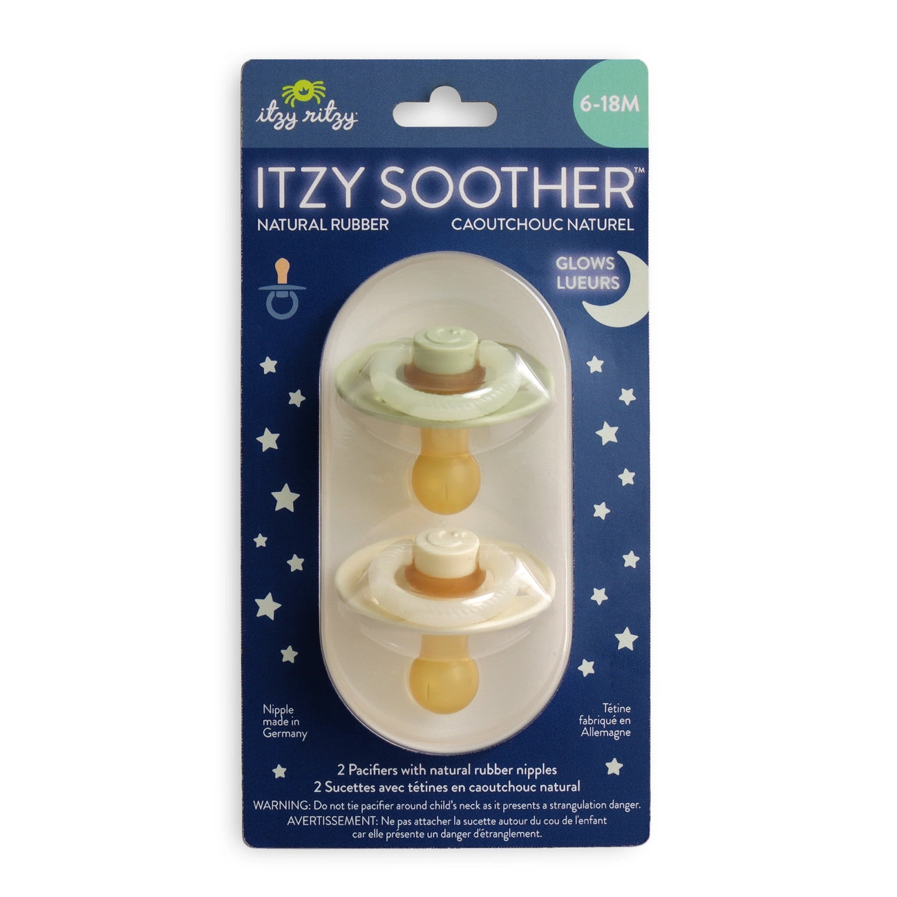 Itzy Soother Natural Rubber Paci Set - Glow
