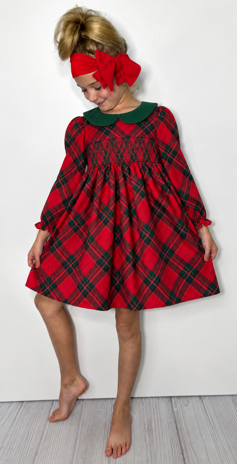 Holiday Plaid Smocked Dress