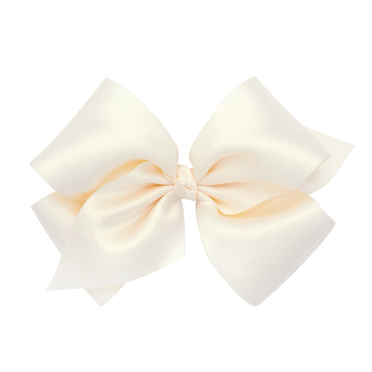 King French Satin Hair Bow - Ecru