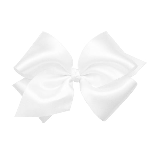 King French Satin Hair Bow - White