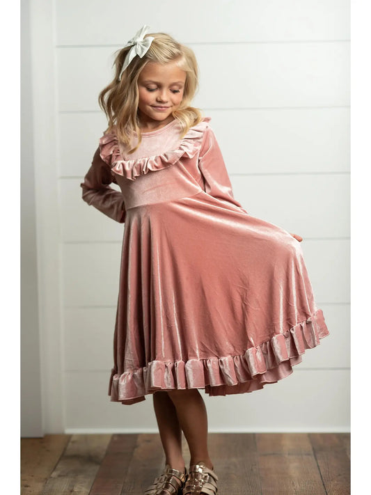 Pink Velvet Twirl Dress