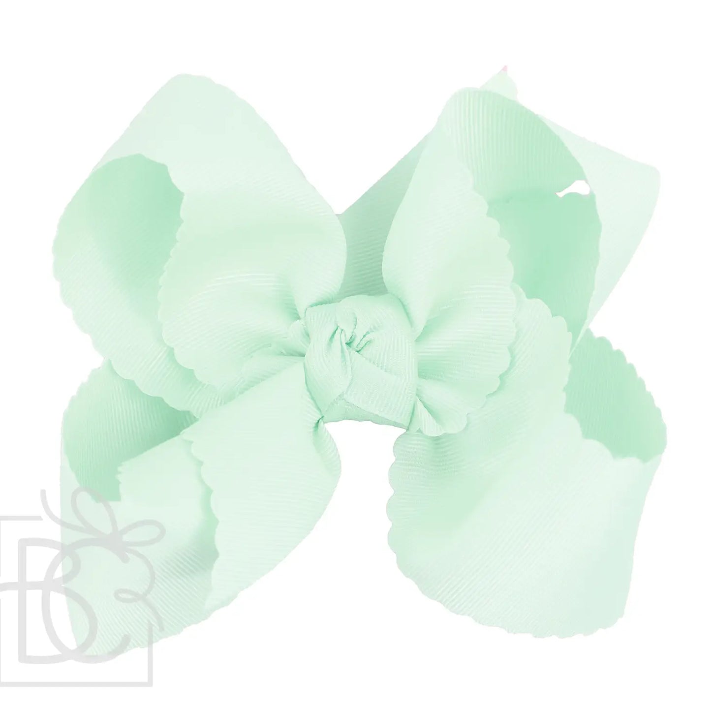 6.5" Scalloped Edge Grosgrain Bow-Powder Mint