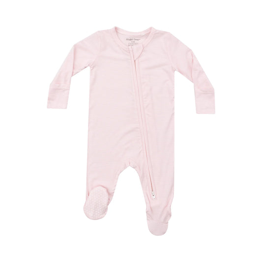 Light Pink Stripe Zipper Footie