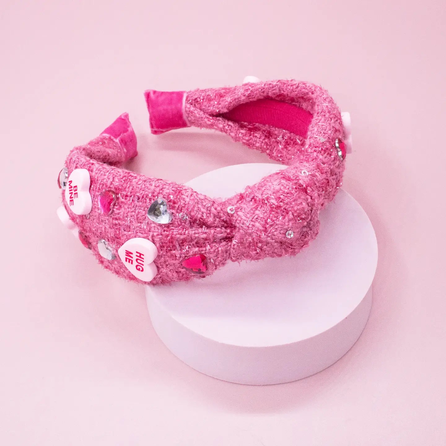 Embellished Knot Headband - Candy Heart