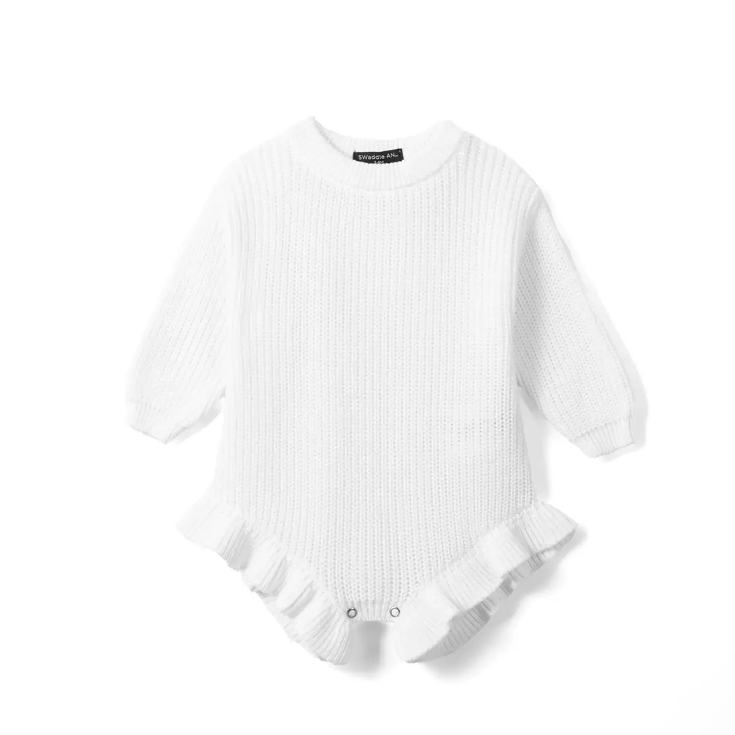 White Ruffle Sweater Romper