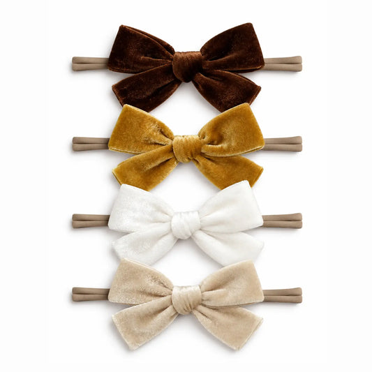 4 Pack Velvet Headbands-Golden Neutral