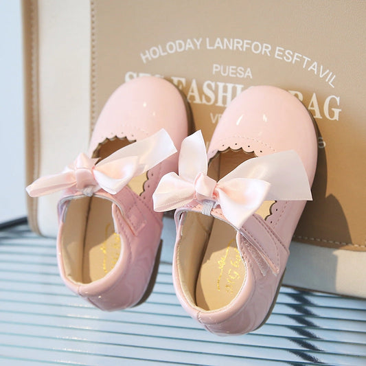 Bow Patent Mary Jane Shoes - Pink