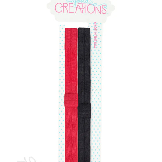Skinny Elastic Headband Pack - Red/Black