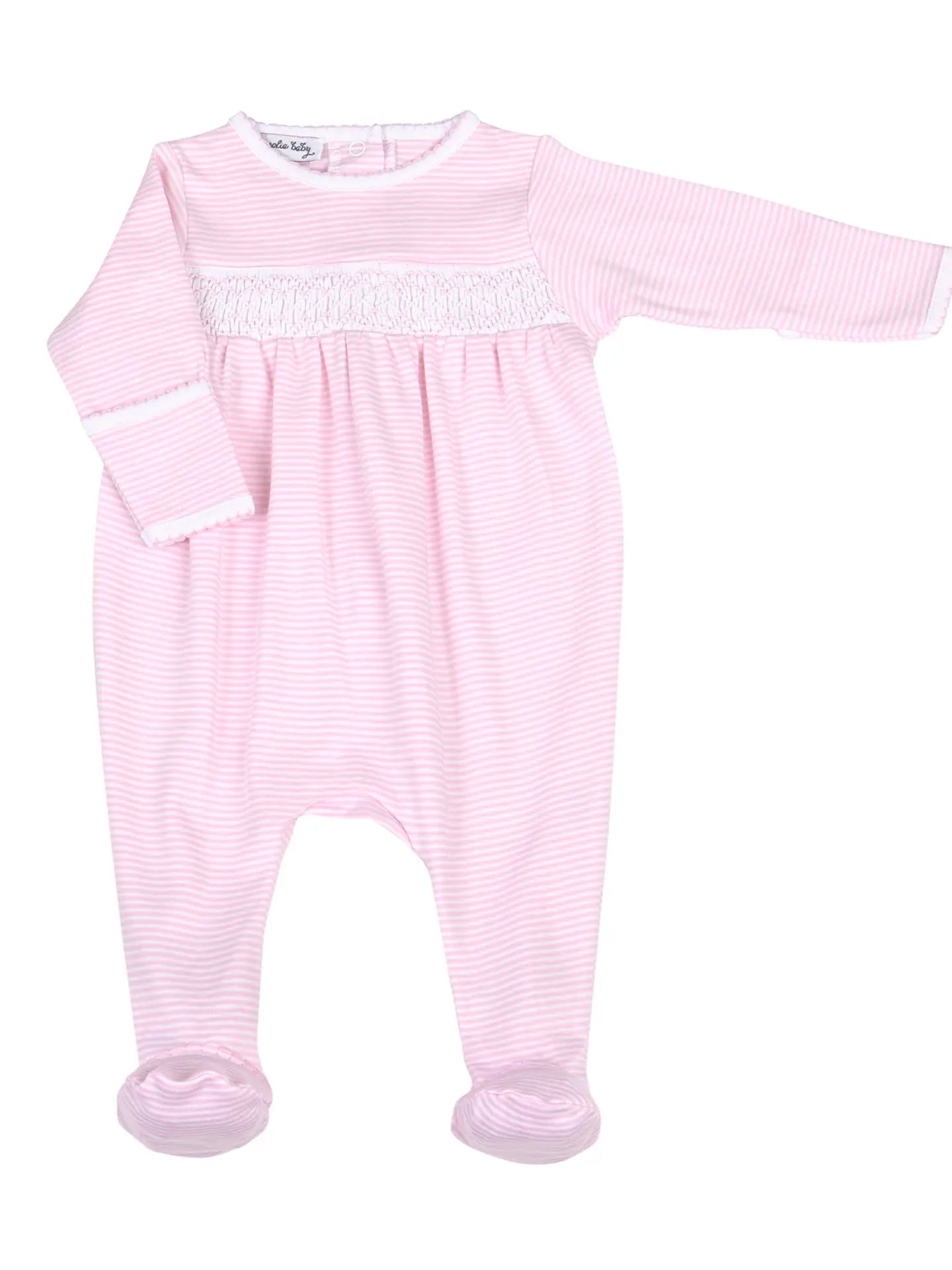 Mini Stripes Pink Smocked Footie