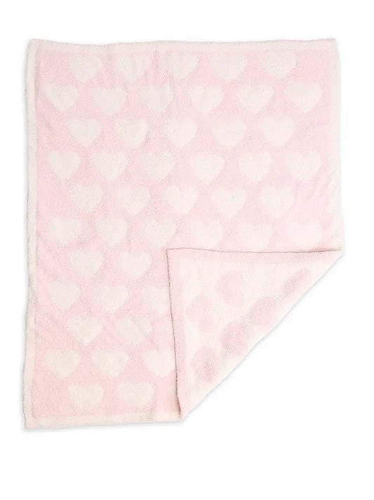 Soft Pink Heart Print Blanket