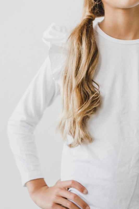 White Ruffle Tee