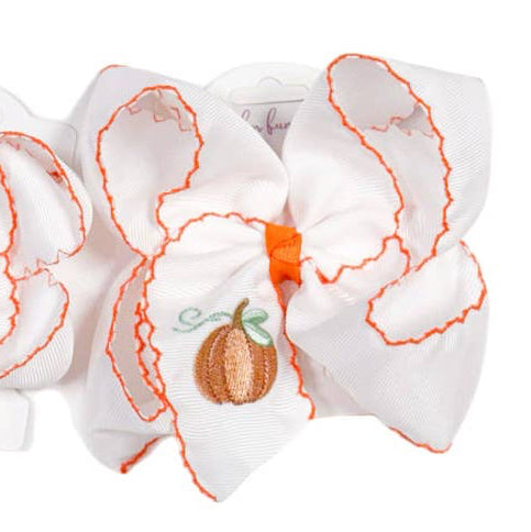 Pumpkin Patch Embroidered Bow