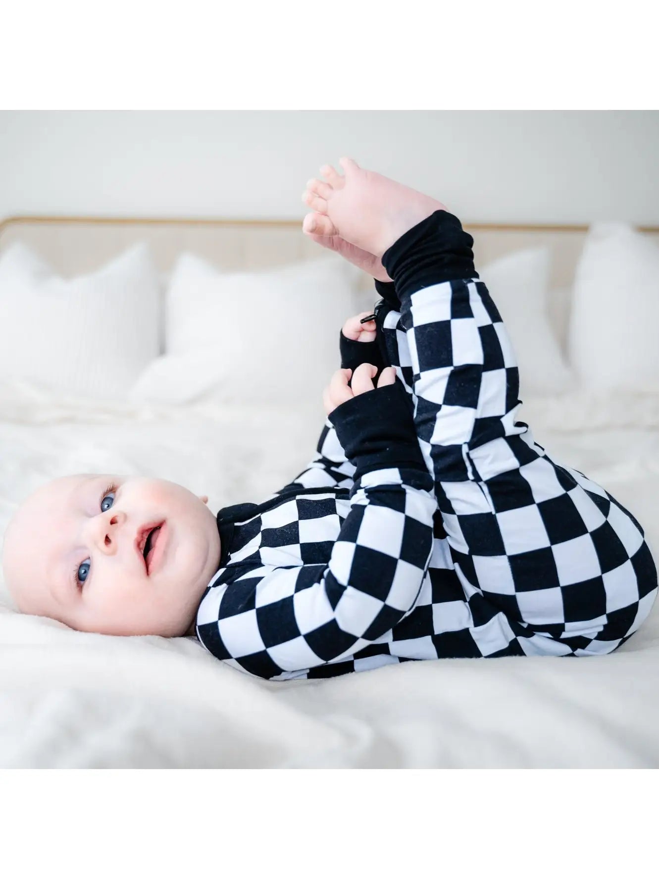 B+W Checker Zip Romper