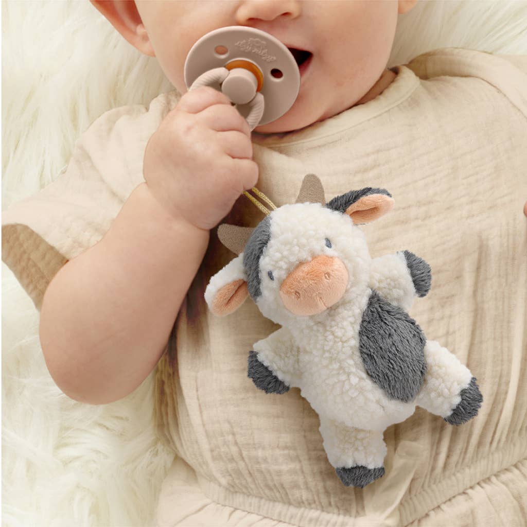 Bitzy Pal Natural Rubber Pacifier & Stuffed Animal: Cow