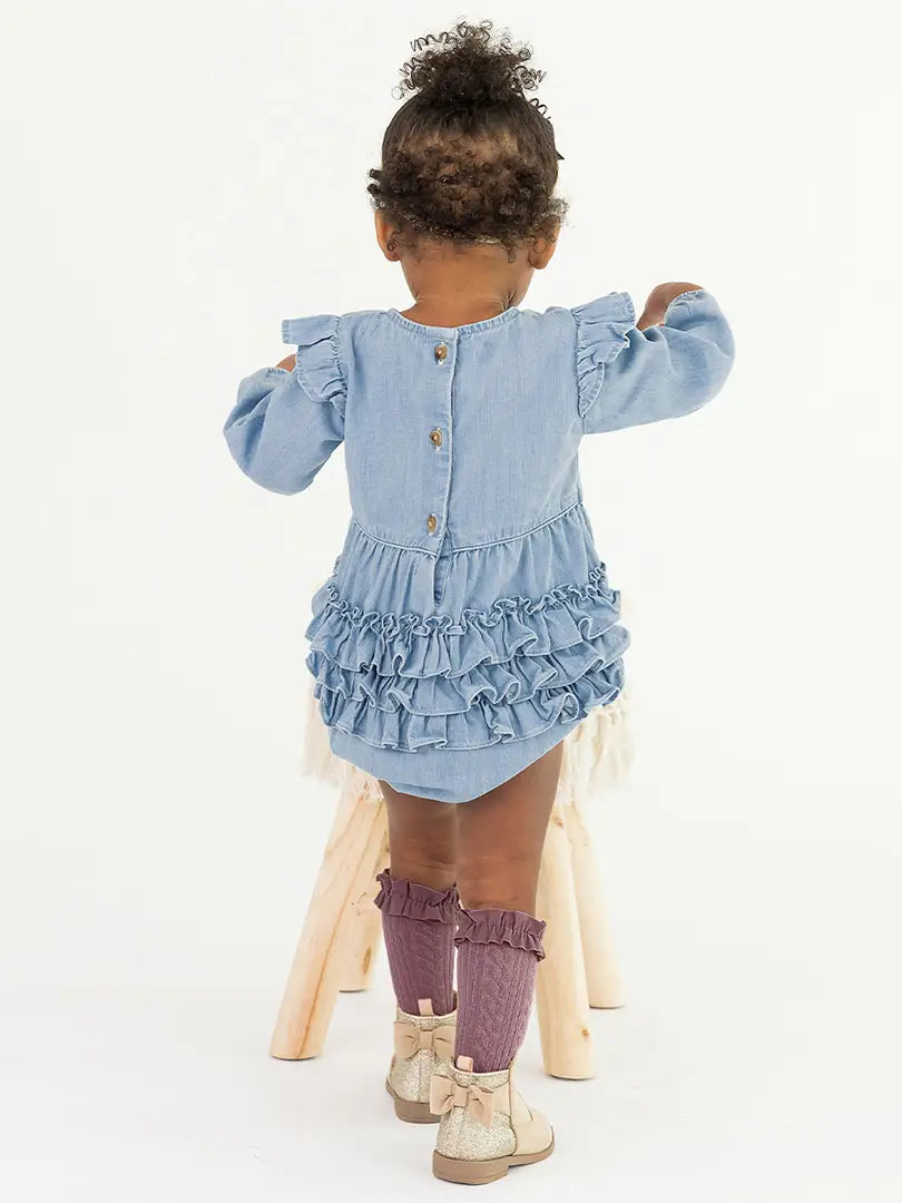 Denim Flutter Bubble Romper