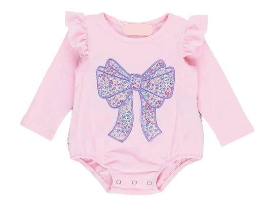 Purple Bow Applique Romper