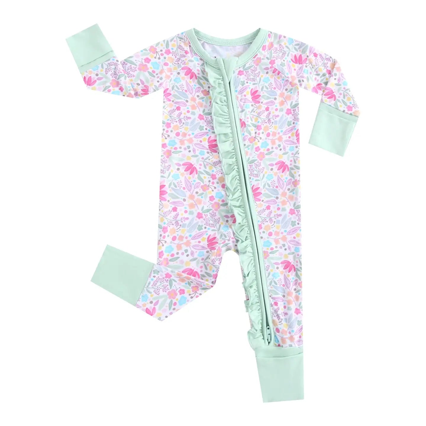 Tiny Blooms Ruffled Zippered Romper