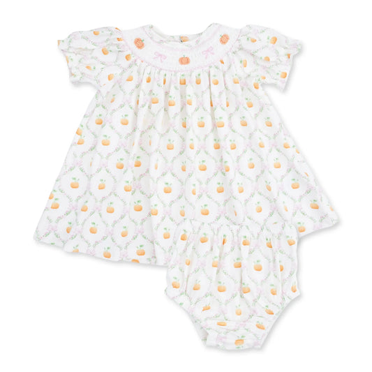 Pretty Pumpkin Trellis Bishop Dress w/bloomer
