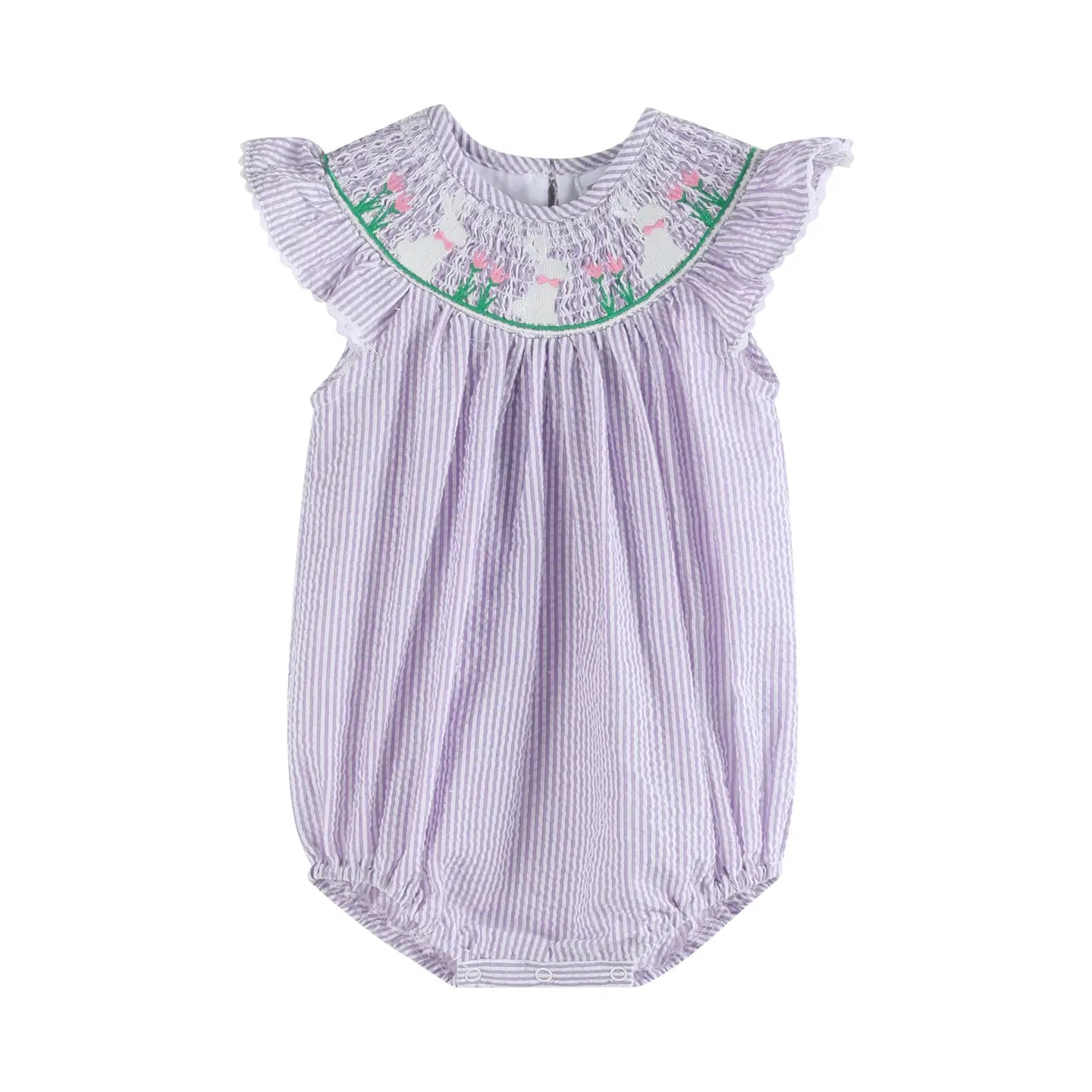 Purple Bunny Smocked Romper