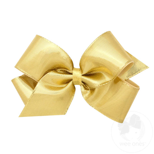 Medium Gold Metallic Overlay Hair Bow