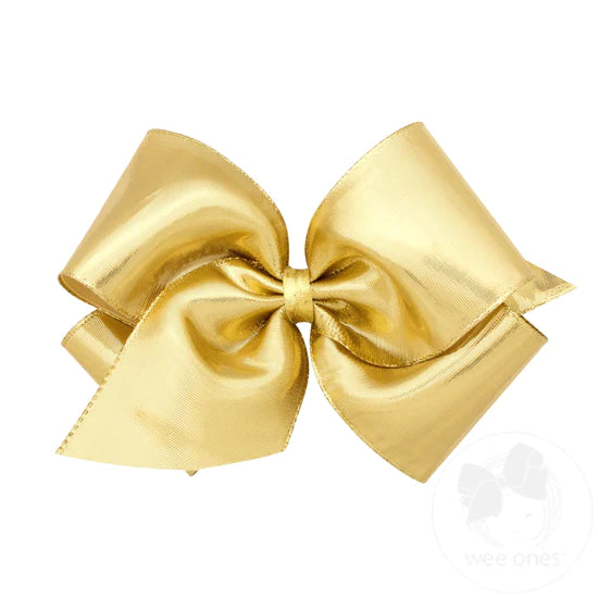 Gold Metallic Overlay Hair Bow