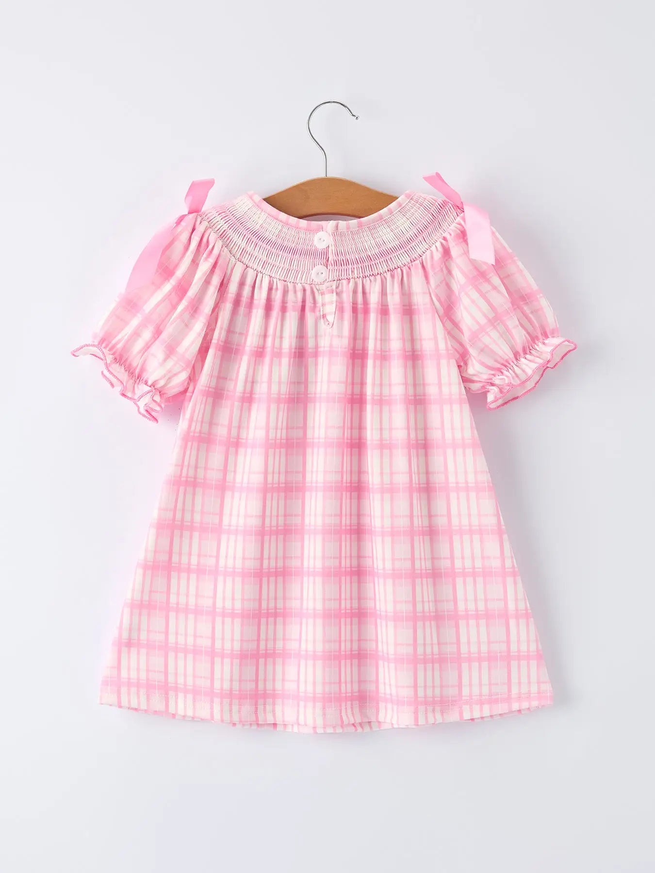 Pink Plaid Heart Smock Dress