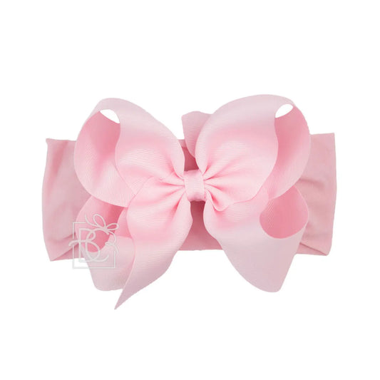 5.5" Wide Headband w/Bow - Light Pink