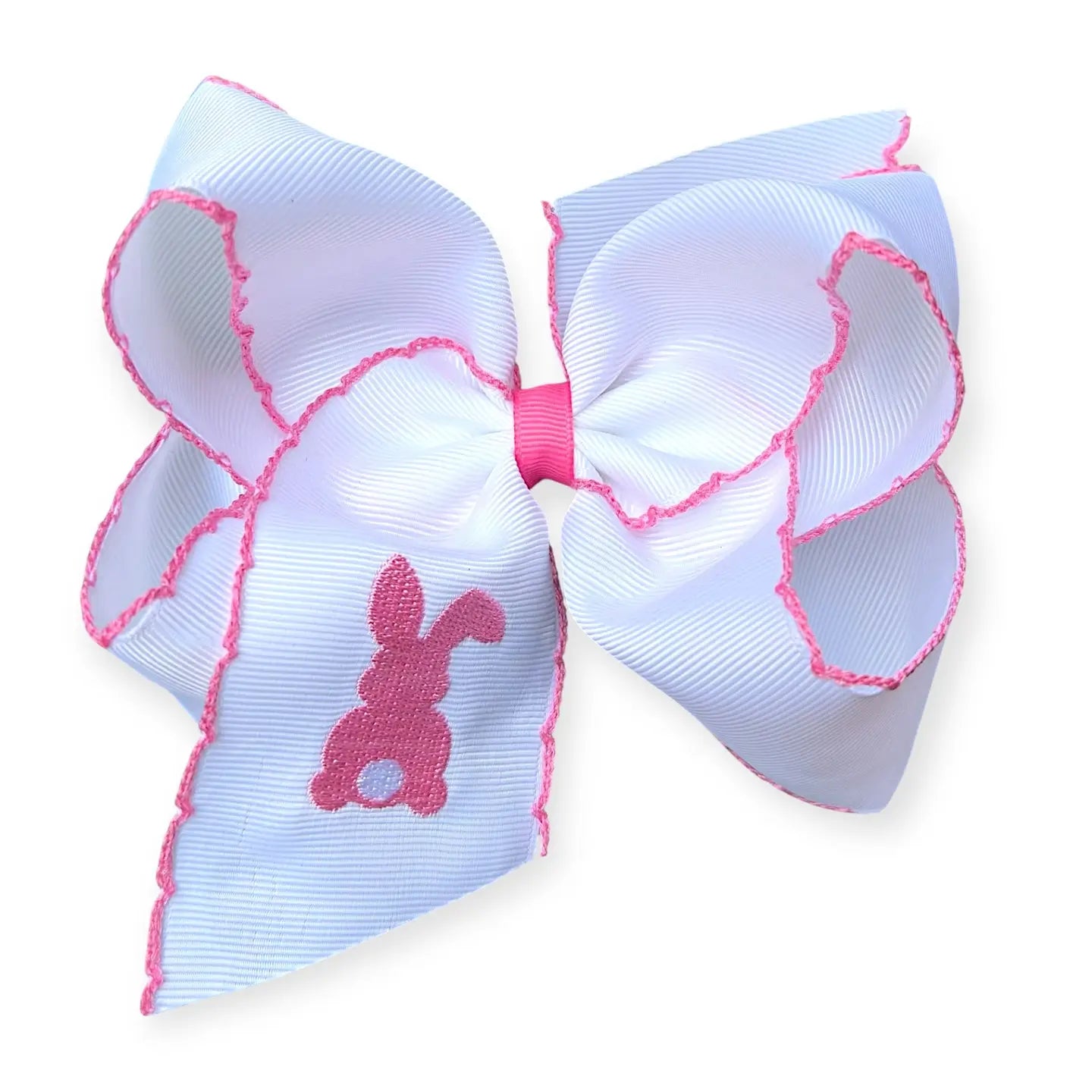 Easter Bunny Pink Trim Hair Bow