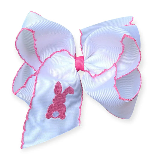 Easter Bunny Pink Trim Hair Bow